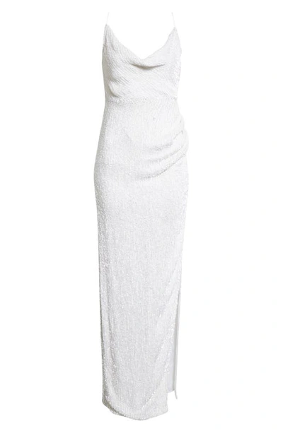 Shop Retroféte Katya Sequin Maxi Dress In Moonglow White