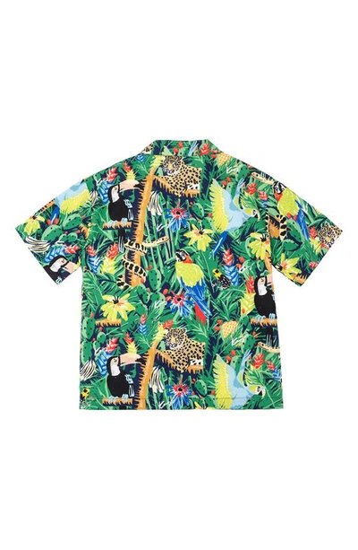 Shop Kenzo Kids' Rainforest Button-up Shirt In Navy