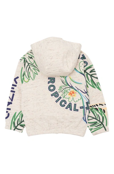 Shop Kenzo Kids' Graphic Print Zip-up Hoodie In Off White