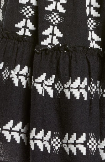 Elan Grecian Embroidered Cotton Cover-up Skirt In Black White Print