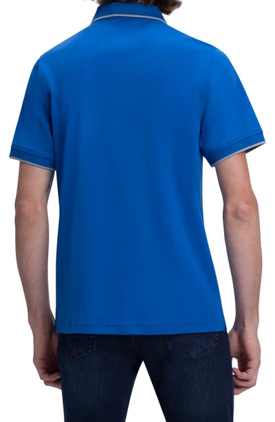 Shop Bugatchi Zip Placket Polo In Classic Blue