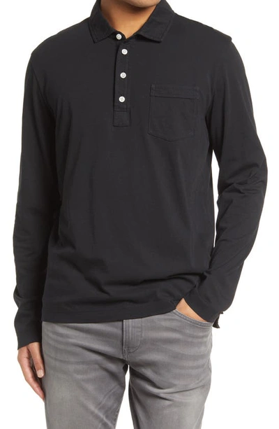 Shop Billy Reid Pensacola Long Sleeve Organic Cotton Pocket Polo In Black