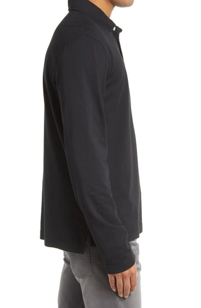 Billy Reid Pensacola Long Sleeve Organic Cotton Pocket Polo In Black