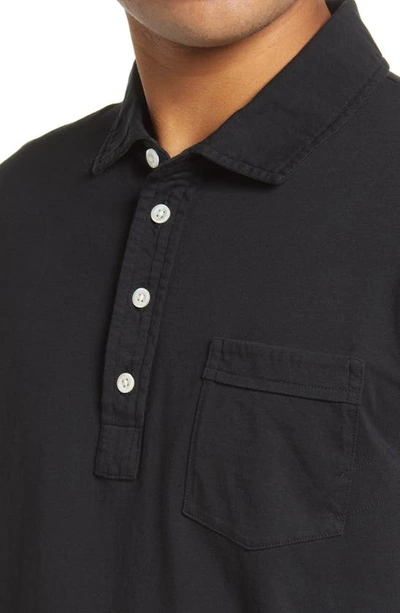 Billy Reid Pensacola Long Sleeve Organic Cotton Pocket Polo In Black