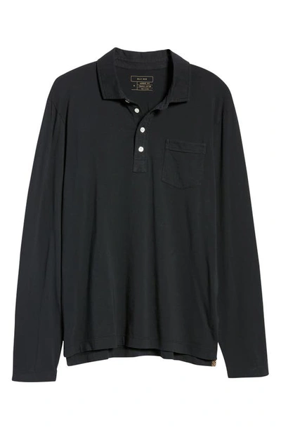 Billy Reid Pensacola Long Sleeve Organic Cotton Pocket Polo In Black