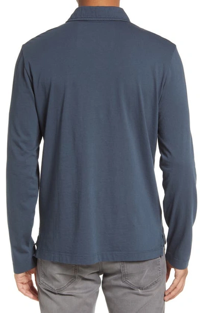 Shop Billy Reid Pensacola Long Sleeve Organic Cotton Pocket Polo In Navy