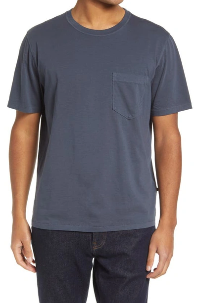 Shop Billy Reid Washed Organic Cotton Pocket T-shirt In Navy