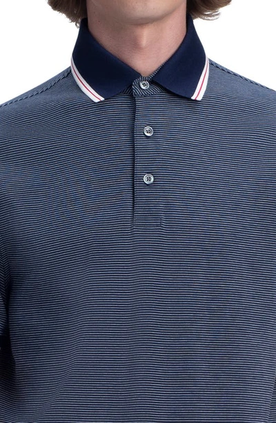 Shop Bugatchi Stripe Tipped Polo In Navy