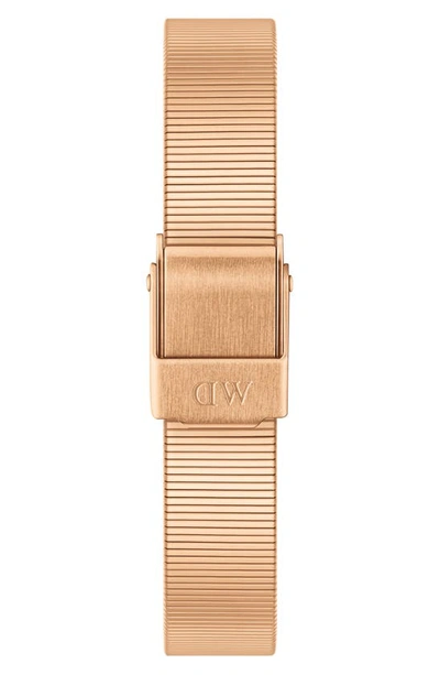 Shop Daniel Wellington Quadro Studio Mesh Strap Watch, 22mm In Rose Gold/ Green