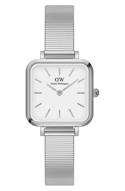 Shop Daniel Wellington Quadro Studio Mesh Strap Watch, 22mm In Silver/ White