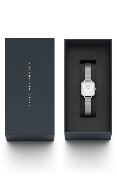 Shop Daniel Wellington Quadro Studio Mesh Strap Watch, 22mm In Silver/ White