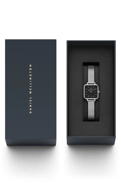 Shop Daniel Wellington Quadro Studio Mesh Strap Watch, 22mm In Silver/ Black