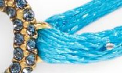 Shop Valentino Crystal Vlogo Cord Bracelet In Sky Blue/ Montana