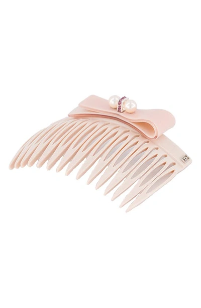 Shop Alexandre De Paris Imitation Pearl Side Comb In Rose