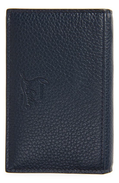 Shop Christian Louboutin Sifnos Studded Leather Card Case In Navy/ Navy