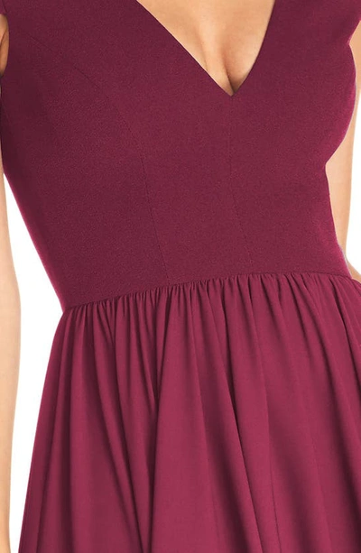 Shop Dress The Population Corey Chiffon Fit & Flare Cocktail Dress In Dark Magenta