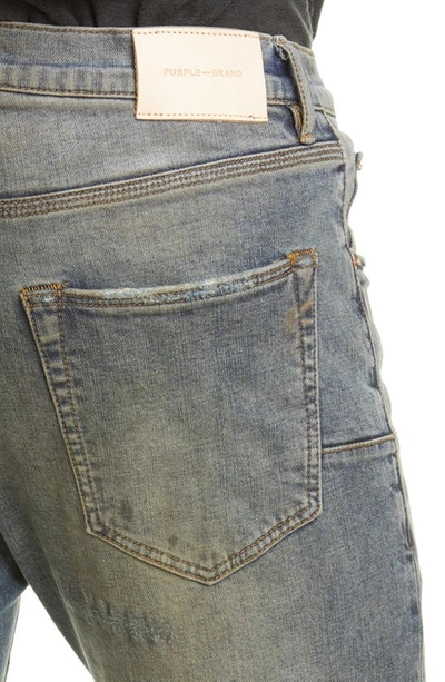 Shop Purple Skinny Fit Jeans In Indigo Oil Repair