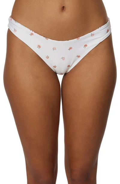 O'neill Arden Floral Rockley Reversible Bikini Bottoms In Vanilla