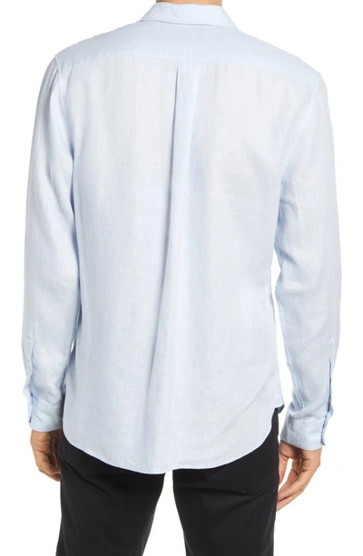 Shop Vince Linen Button-up Shirt In Lucent Blue