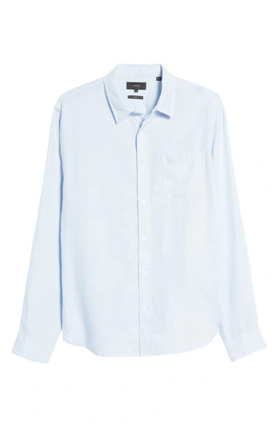 Shop Vince Linen Button-up Shirt In Lucent Blue