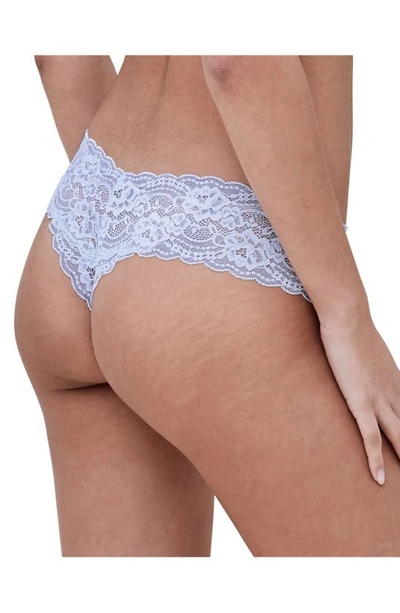 Shop Skarlett Blue 'obsessed' Lace Thong In Mist