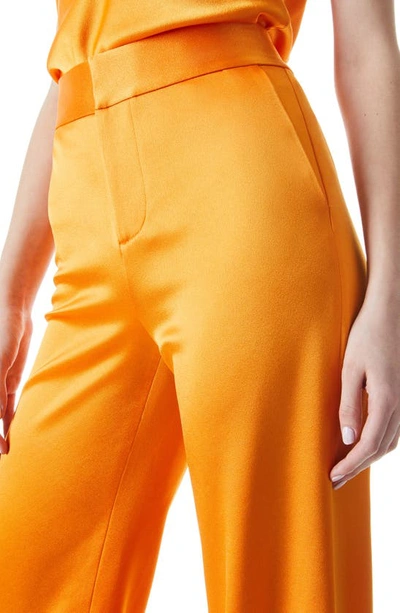 Shop Alice And Olivia Deanna High Waist Wide Leg Satin Trousers In Tangerine