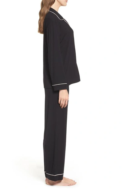 Shop Eberjey Gisele Jersey Knit Pajamas In Black/sorbet Pink