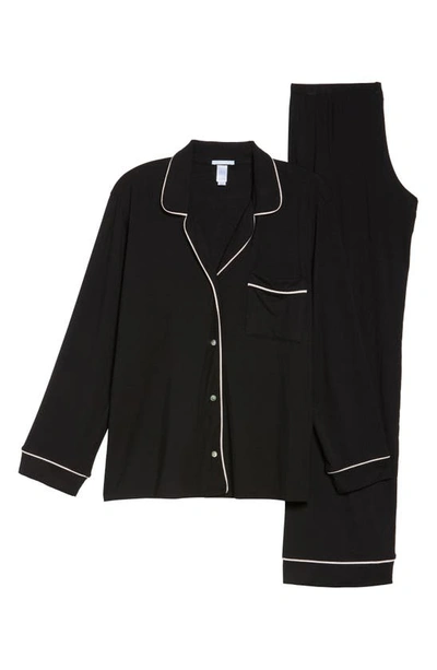 Eberjey Gisele Jersey Knit Pajamas In Black/sorbet Pink