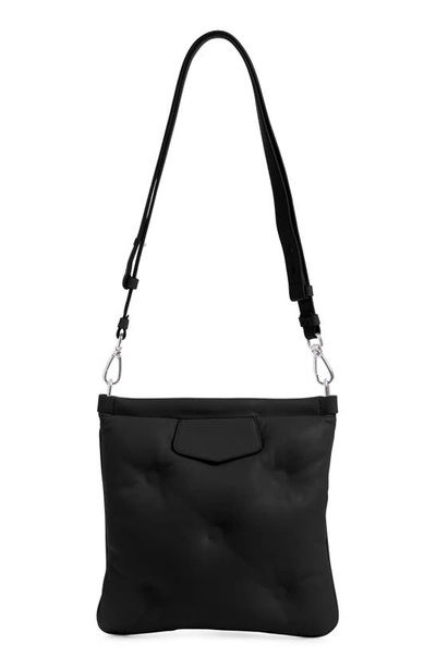 Shop Maison Margiela Glam Slam Flat Messa Leather Shoulder Bag In Black