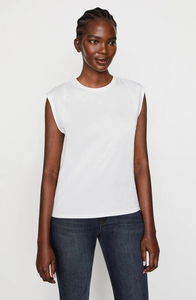 Shop Frame Le Mid Rise Muscle Pima Cotton Tee In Blanc