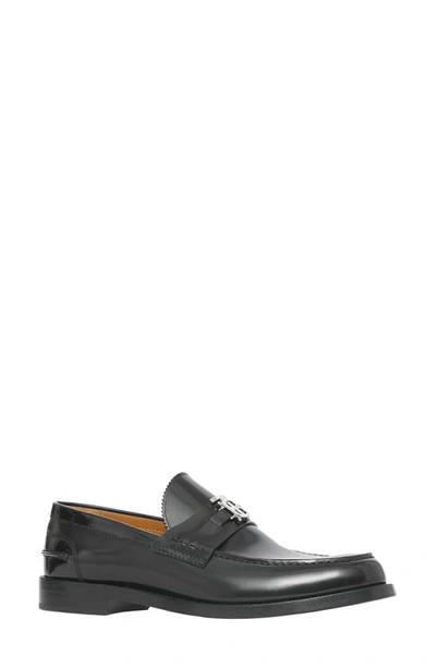 Shop Burberry Monogram Motif Leather Loafer In Black