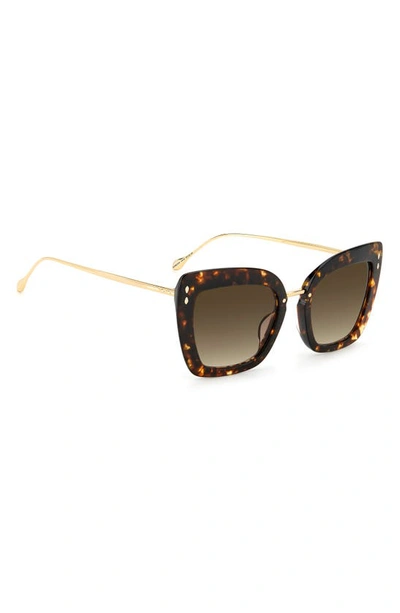 Shop Isabel Marant 53mm Gradient Cat Eye Sunglasses In Havana Gold / Brown