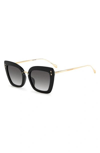 Shop Isabel Marant 53mm Gradient Cat Eye Sunglasses In Black Gold / Grey Shaded