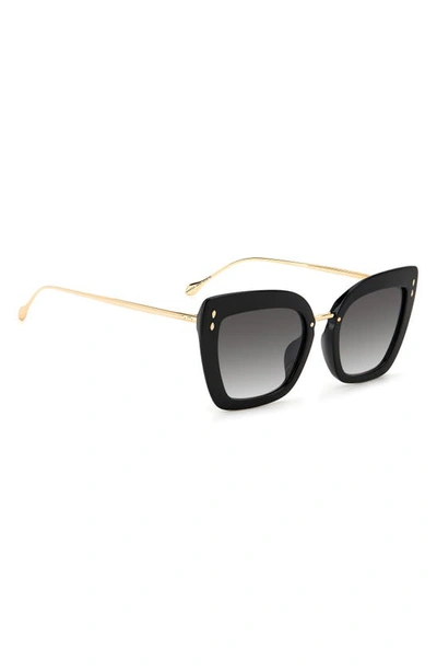 Shop Isabel Marant 53mm Gradient Cat Eye Sunglasses In Black Gold / Grey Shaded