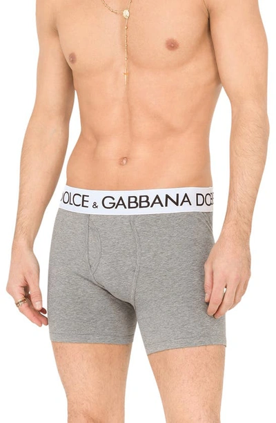 Shop Dolce & Gabbana Boxer Briefs In Grey Melange