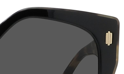 Shop Fendi The  Bold 55mm Geometric Sunglasses In Shiny Black / Smoke