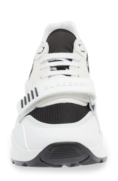 Shop Burberry Ramsey Low Top Sneaker In Black/ White/ Check