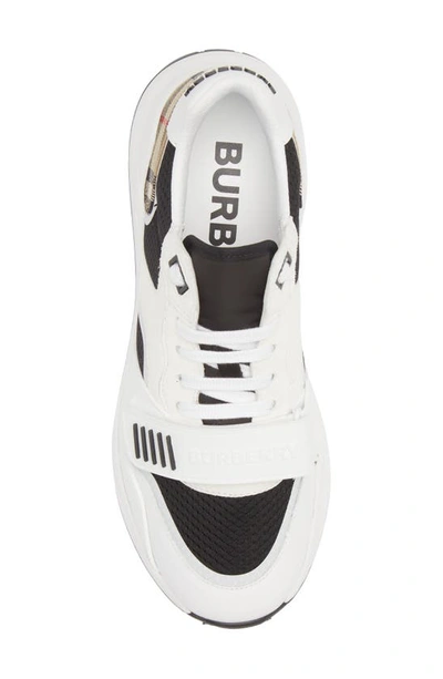 Shop Burberry Ramsey Low Top Sneaker In Black/ White/ Check