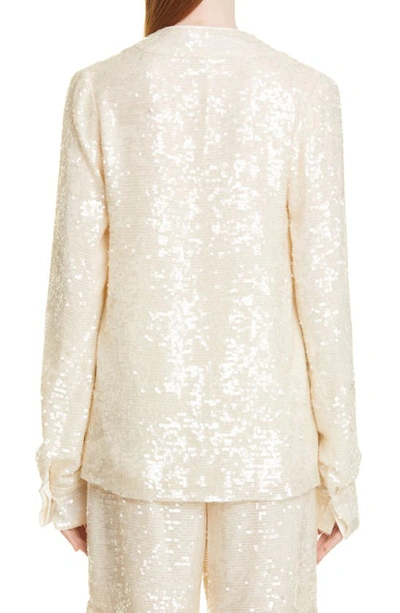 Shop Lapointe Sequin Blouse In Cream