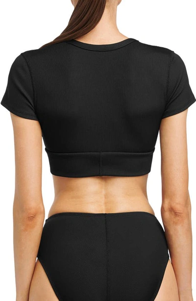 Robin Piccone Amy Crop Bikini Top In Licorice