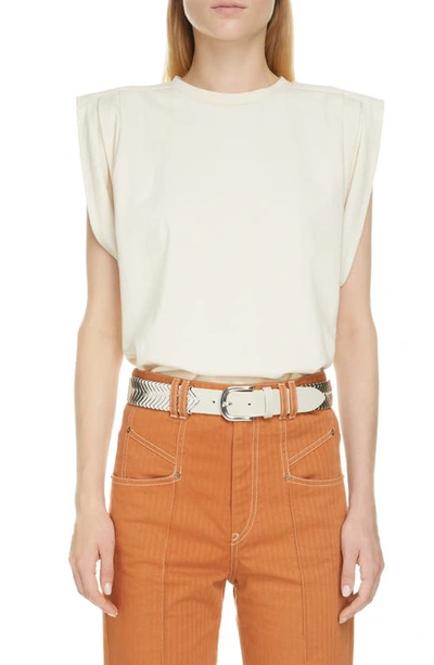 Shop Isabel Marant Zutti Pleated Cotton T-shirt In White