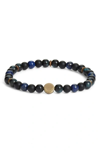 Shop Caputo & Co Beaded Stretch Bracelet In Lapis Lazuli
