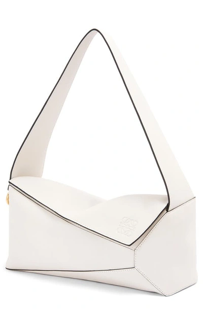 Shop Loewe Puzzle Leather Hobo Bag In Soft White