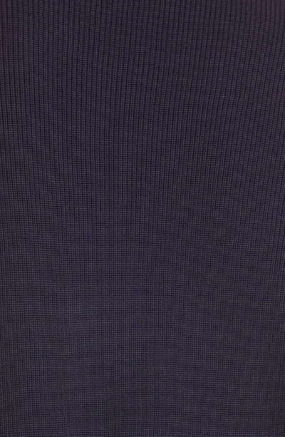 Sacai Wool Knit X Nylon Twill Cardigan In Navy