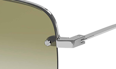 Shop Saint Laurent 58mm Aviator Sunglasses In Silver