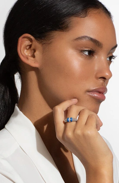 Lagos Sterling Silver Diamond & Ultramarine Ceramic Rondelle Bead Ring In Ultramarine