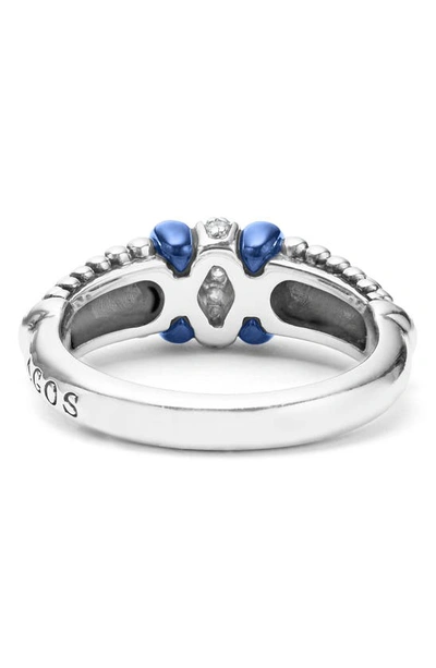 Lagos Sterling Silver Diamond & Ultramarine Ceramic Rondelle Bead Ring In Ultramarine