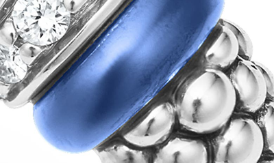 Lagos Sterling Silver Diamond & Ultramarine Ceramic Rondelle Bead Ring In Ultramarine