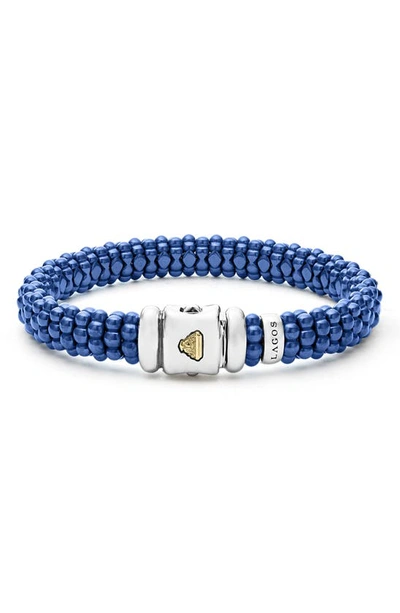 Lagos 18k Yellow Gold & Sterling Silver Ultramarine Ceramic Bead Bracelet In Ultramarine