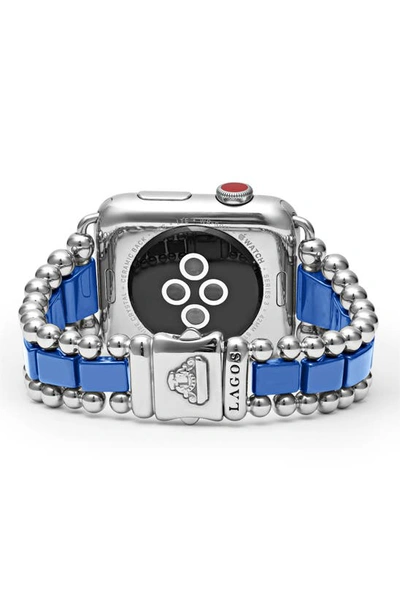 Shop Lagos Smart Caviar Ceramic & Sterling Silver Apple Watch® Band In Ultramarine